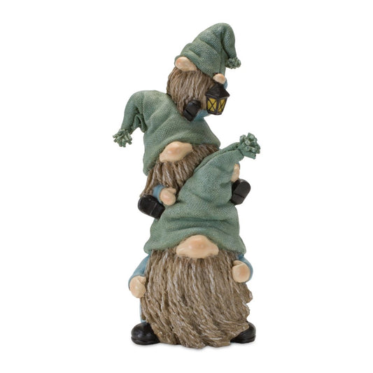 Set of Two 11" Blue and Green Polyresin Christmas Figurine Tabletop Sculpture