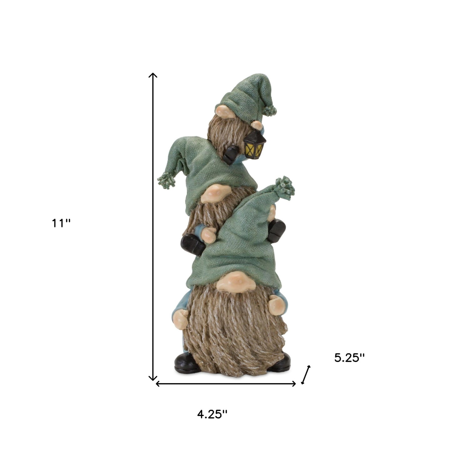 Set of Two 11" Blue and Green Polyresin Christmas Figurine Tabletop Sculpture