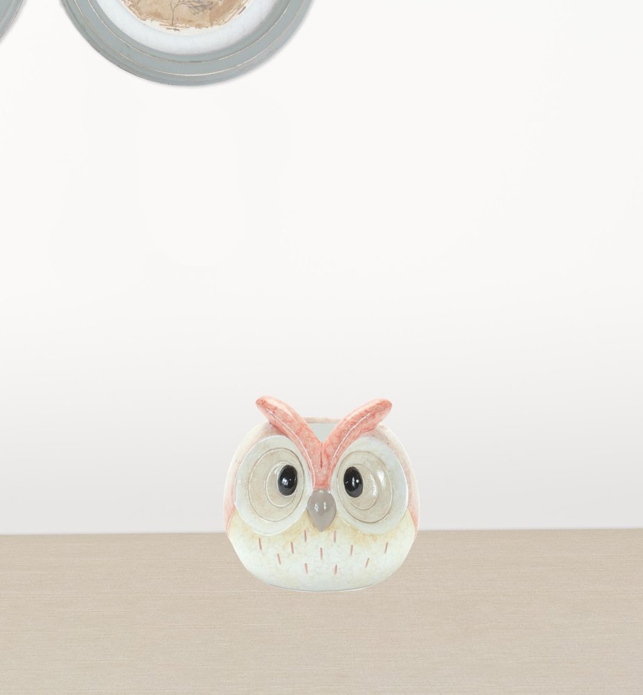 Set of Three 4" Blue And Gray Resin Owl Figurine