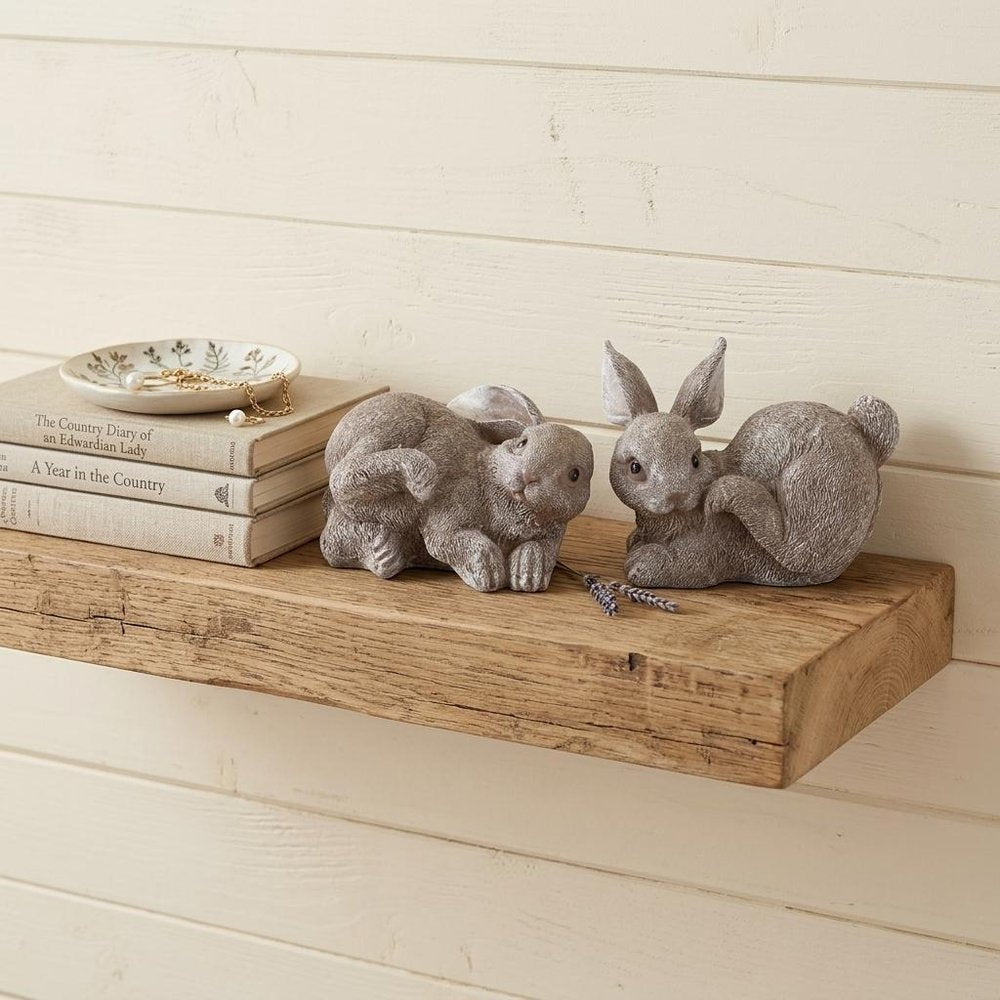 Set of Four 4" Gray and Brown Polyresin Rabbit Figurine Tabletop Sculpture