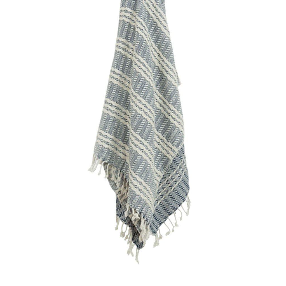 Blue Woven 100% Cotton Throw Blanket