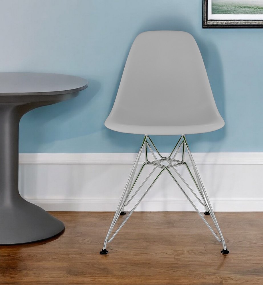 Gray and Silver Steel Dining Side Chair