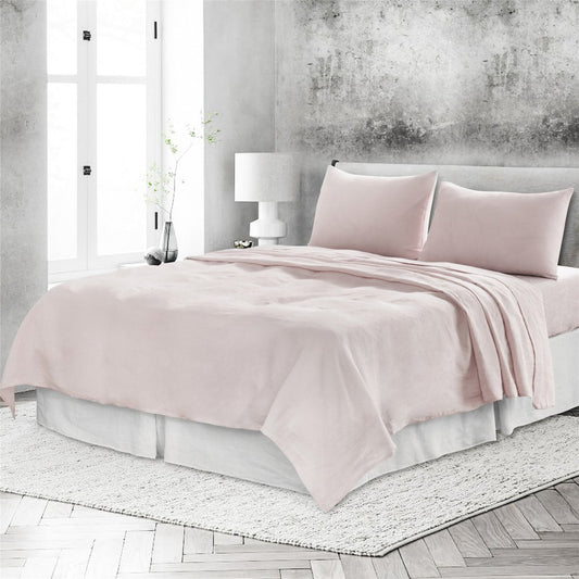 Four Piece Light Gray Linen Sheet Set