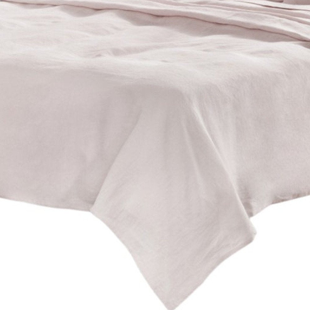 Four Piece Light Pink Linen King Sheet Set