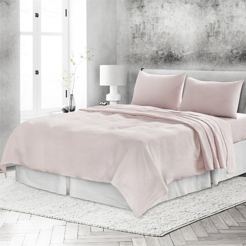 Four Piece Light Gray Linen Sheet Set