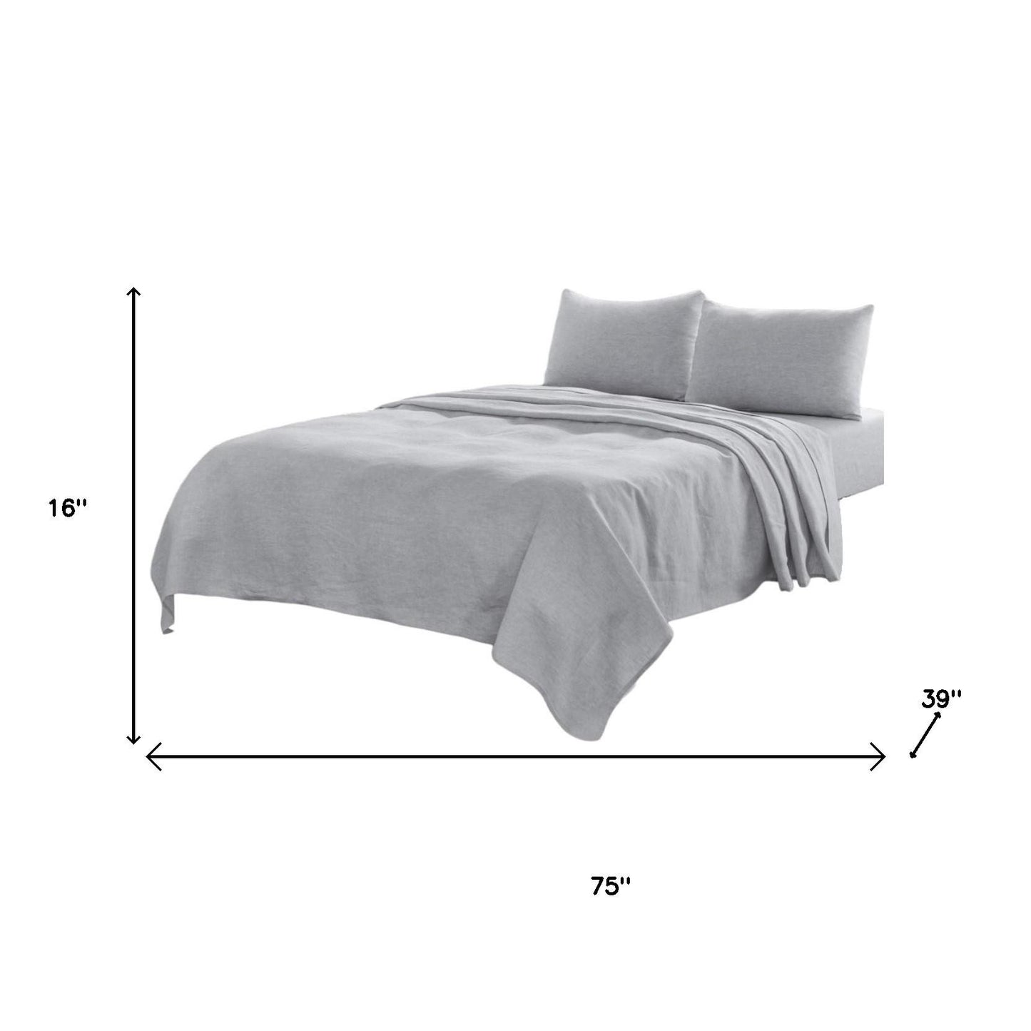 Four Piece Light Gray Linen Sheet Set