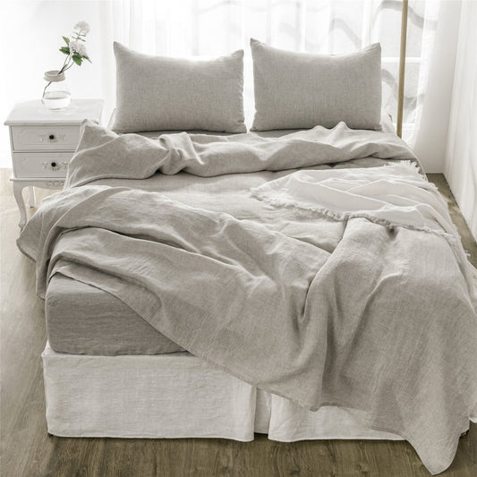 Four Piece Slate Gray Linen Sheet Set