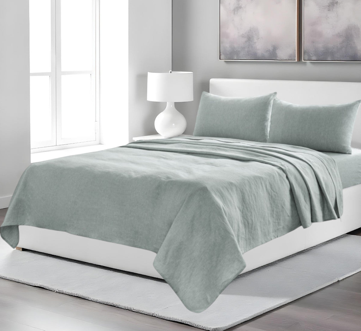 Four Piece Champagne Pink Linen Sheet Set