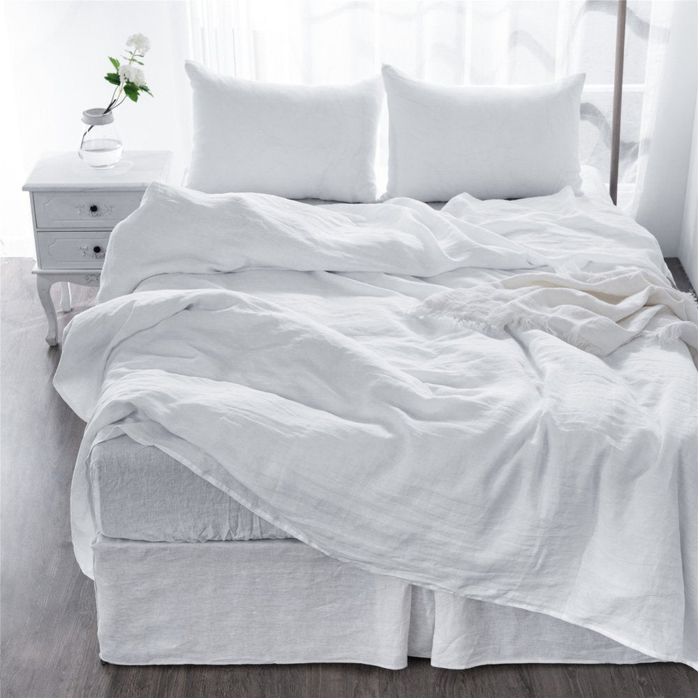 Four Piece Light Gray Linen Sheet Set