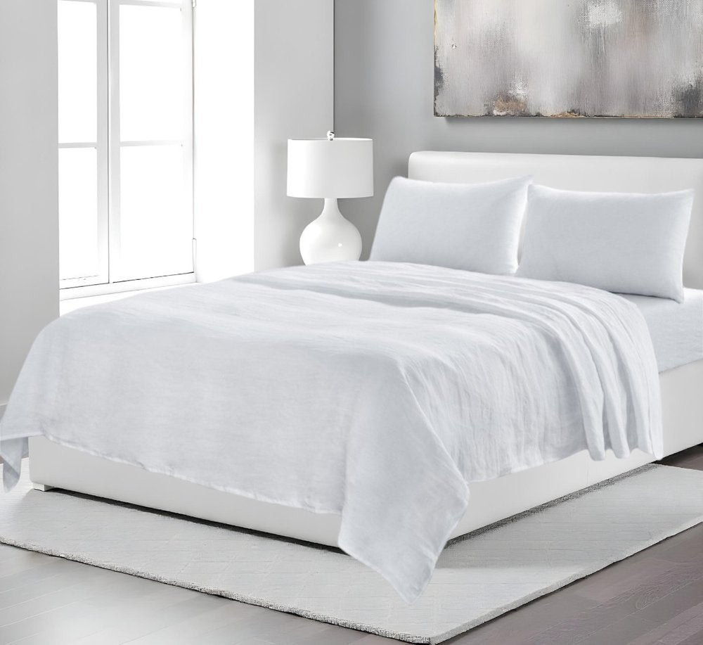 Four Piece Light Gray Linen Sheet Set