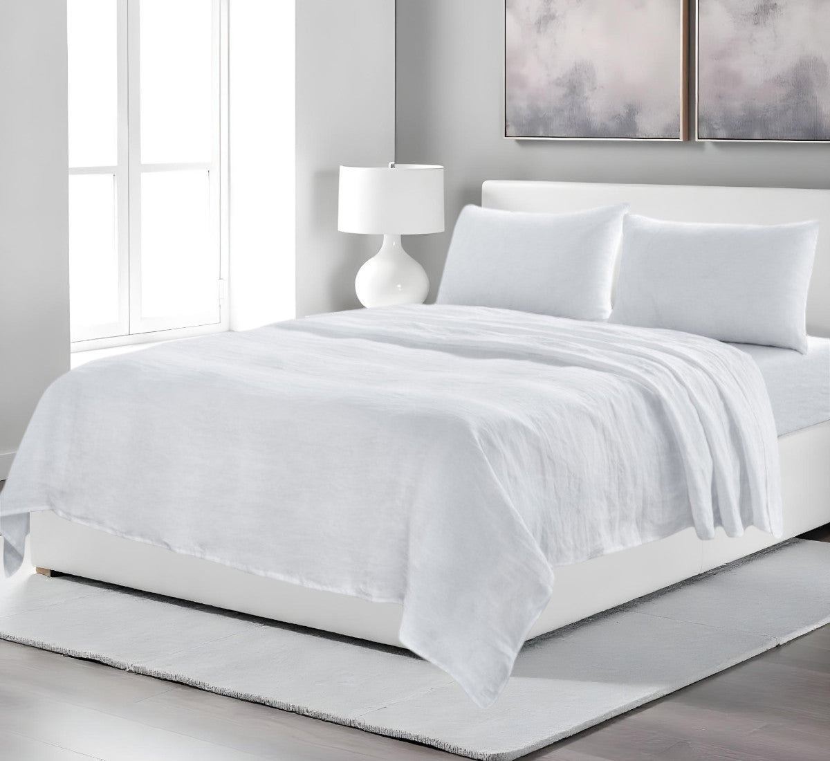 Four Piece Champagne Pink Linen Sheet Set