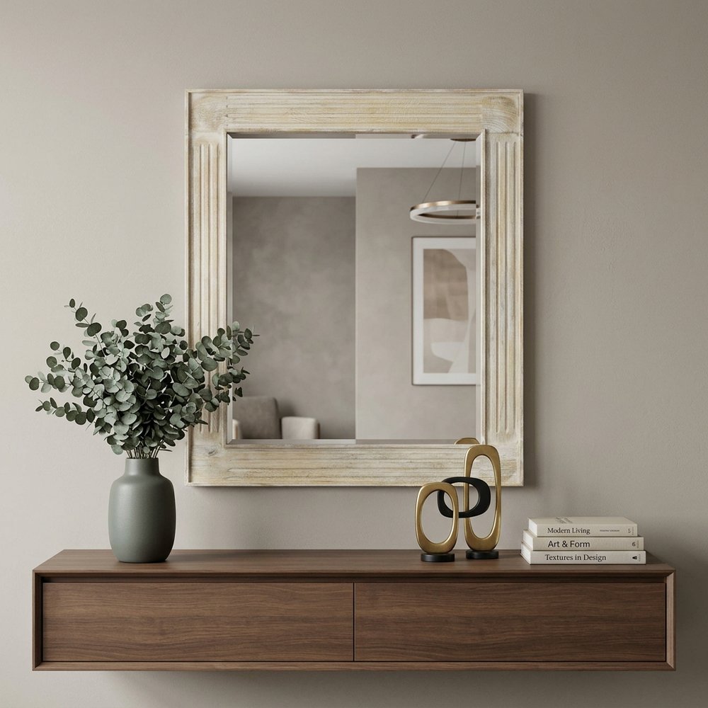 40" White Solid Wood Framed Accent Mirror
