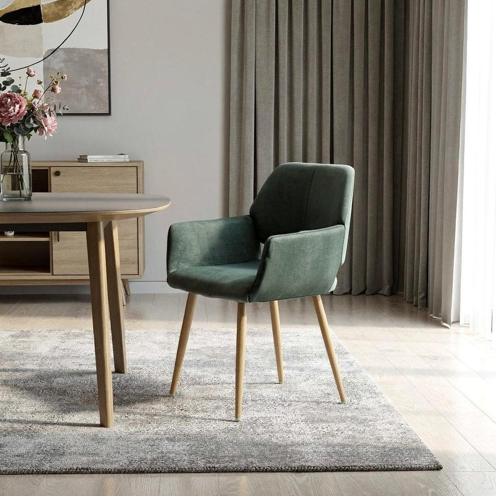 Green Upholstered Velvet Open Back Dining Chair