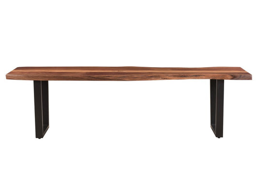66" Brown And Black Solid Wood Dining bench