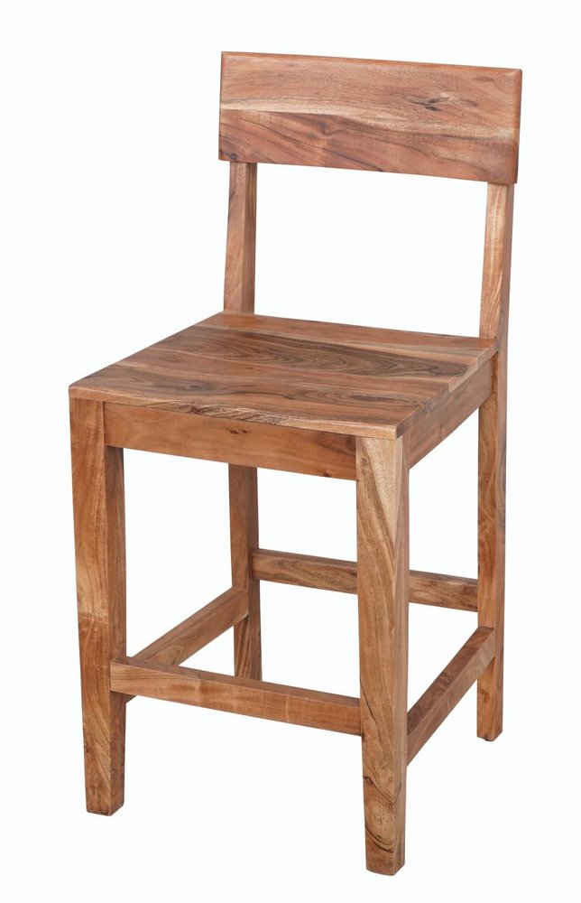 18" Brown Solid Wood Counter Height Bar Chair