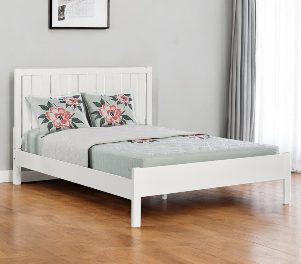 Natural Shiplap Texture Solid Wood Queen Bed Frame