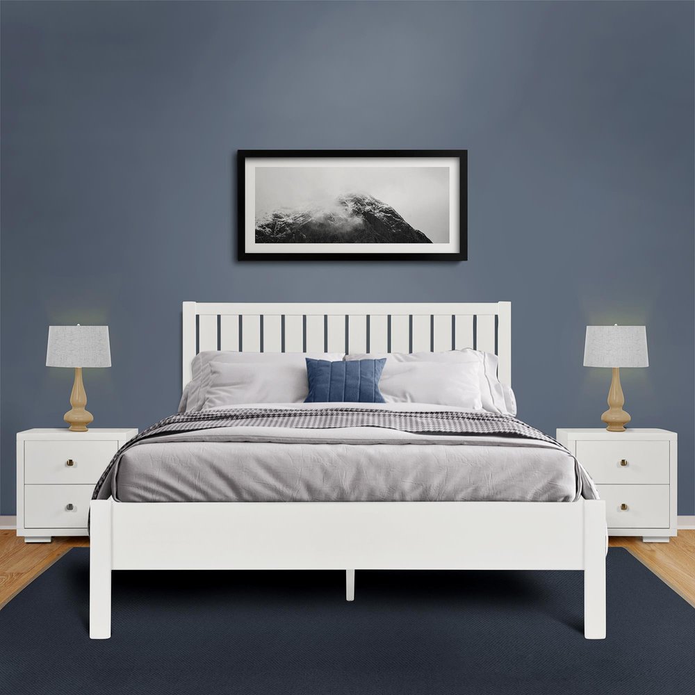 Natural Shiplap Texture Solid Wood Queen Bed Frame
