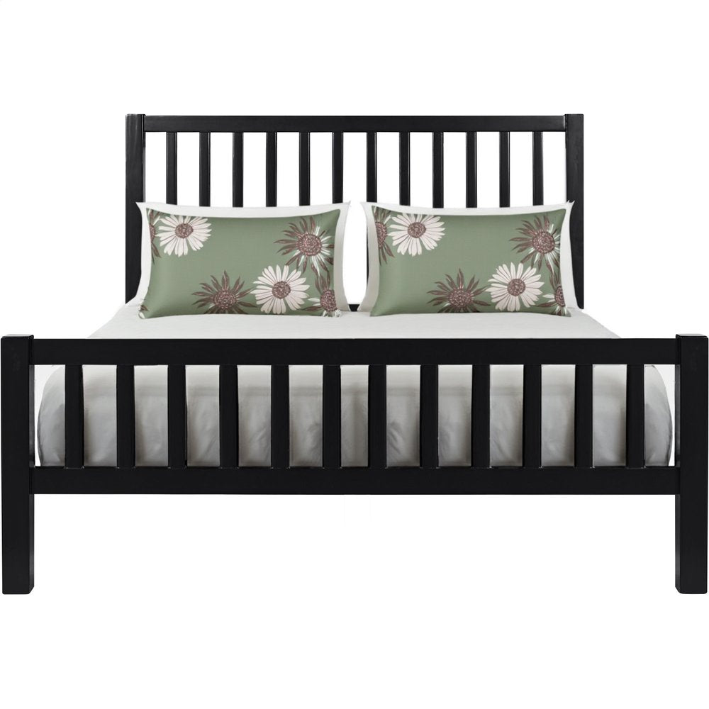 White Slat Back Solid Wood King Bed Frame
