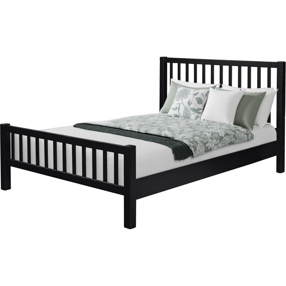 White Slat Back Solid Wood King Bed Frame