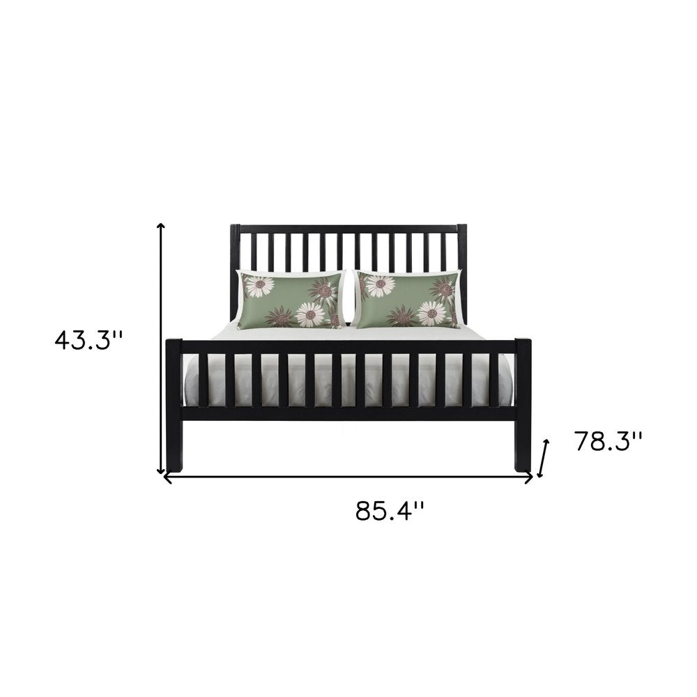 White Slat Back Solid Wood King Bed Frame