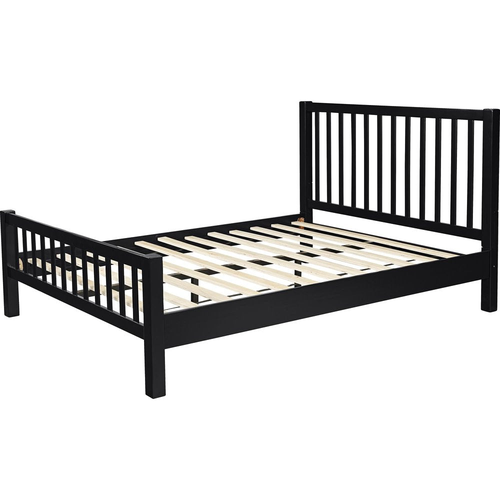 White Slat Back Solid Wood King Bed Frame