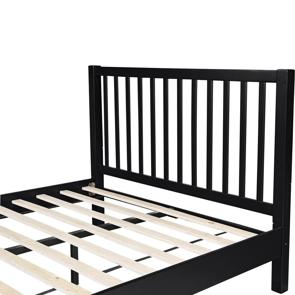 White Slat Back Solid Wood King Bed Frame