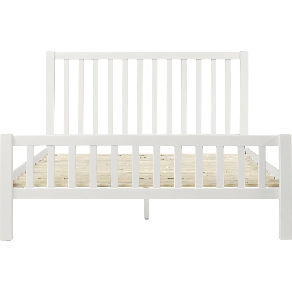 White Slat Back Solid Wood King Bed Frame