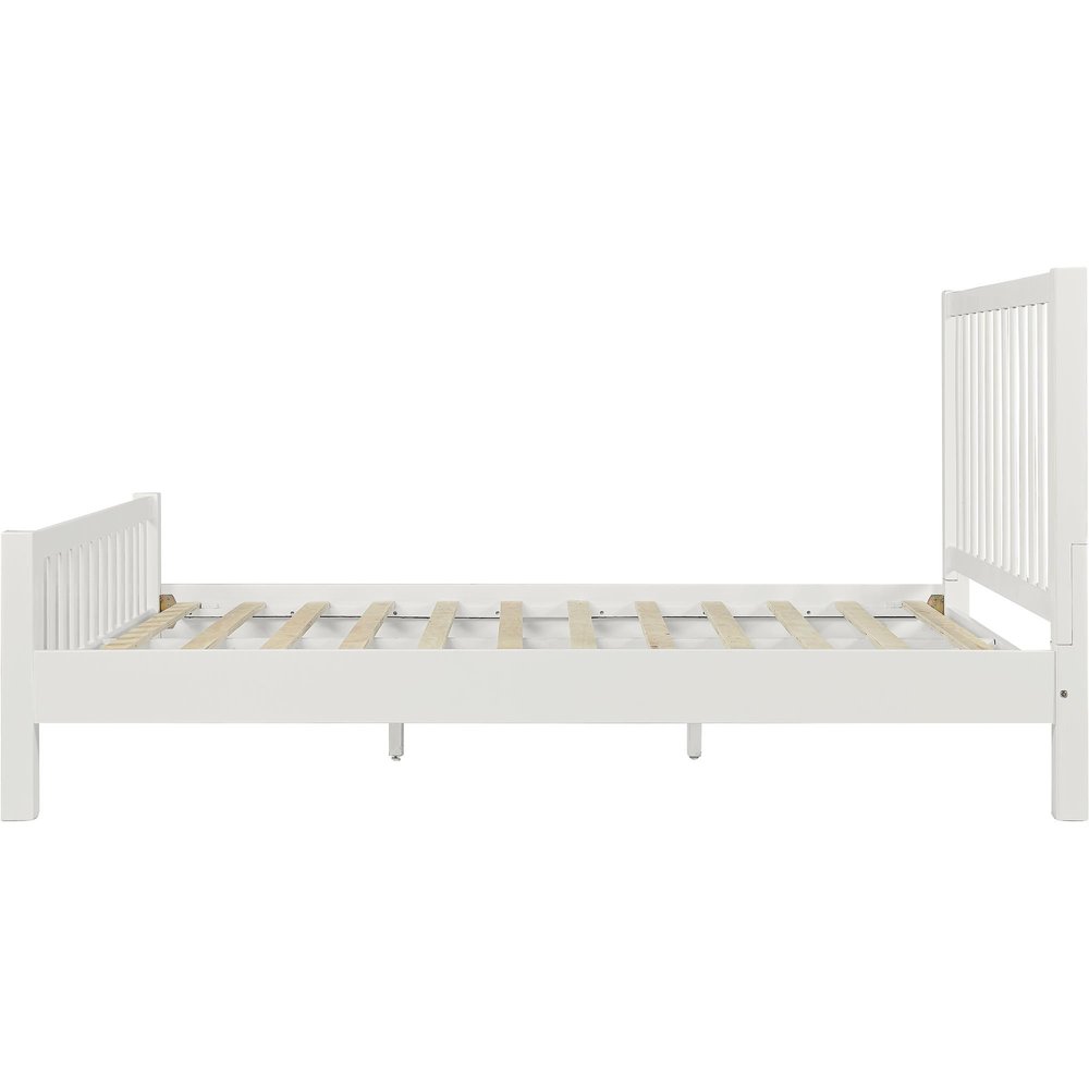 White Slat Back Solid Wood King Bed Frame