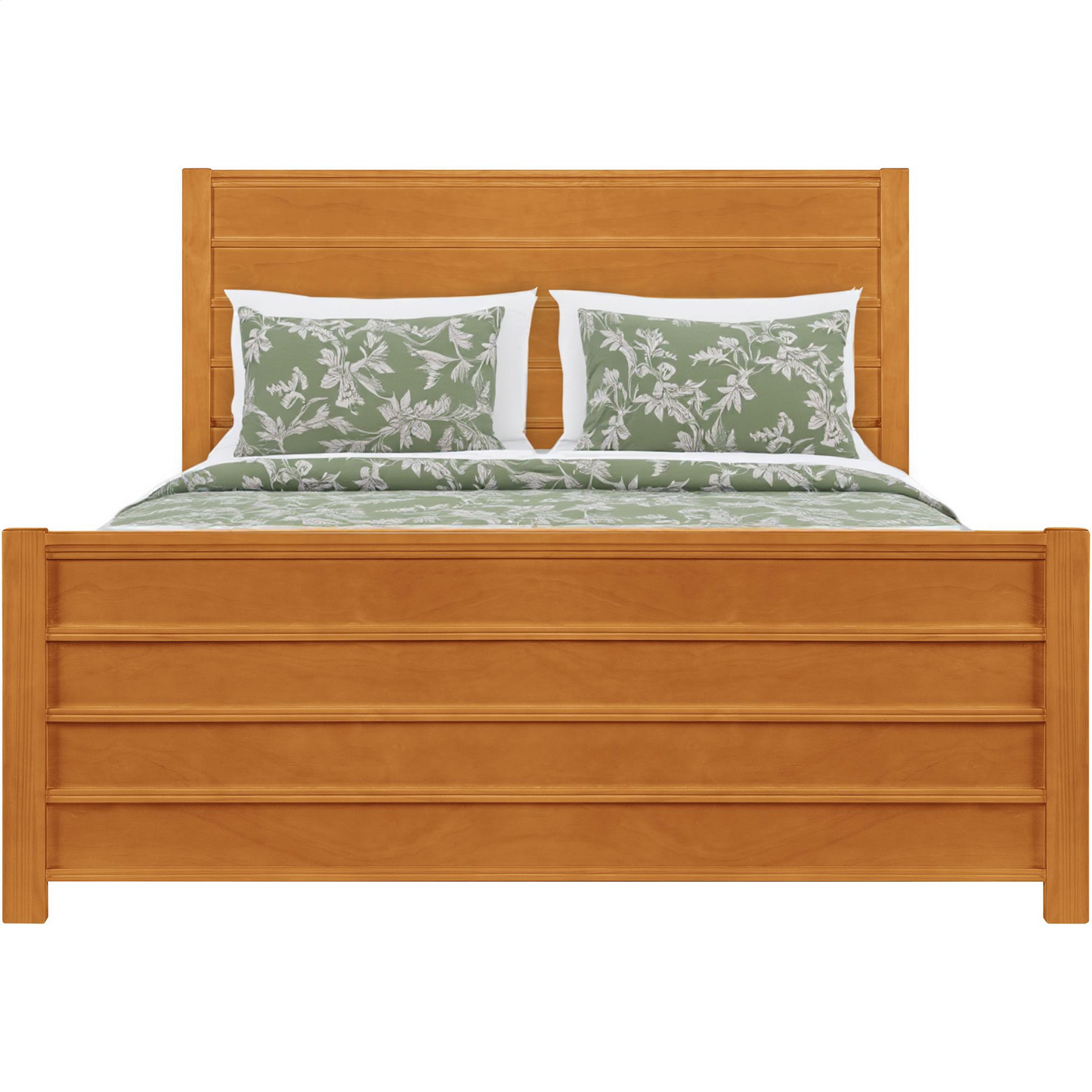 Brown Ribbed Texture Solid Wood Queen Bed Frame