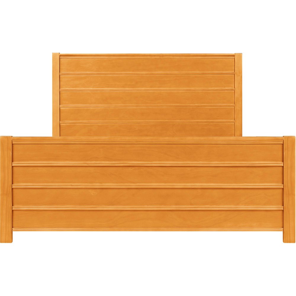 Brown Ribbed Texture Solid Wood Queen Bed Frame