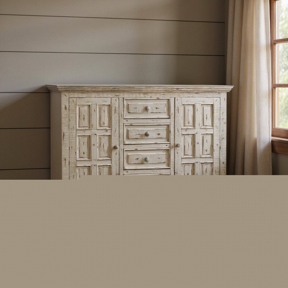 64" White Solid Wood Seven Drawer Gentlemans Chest