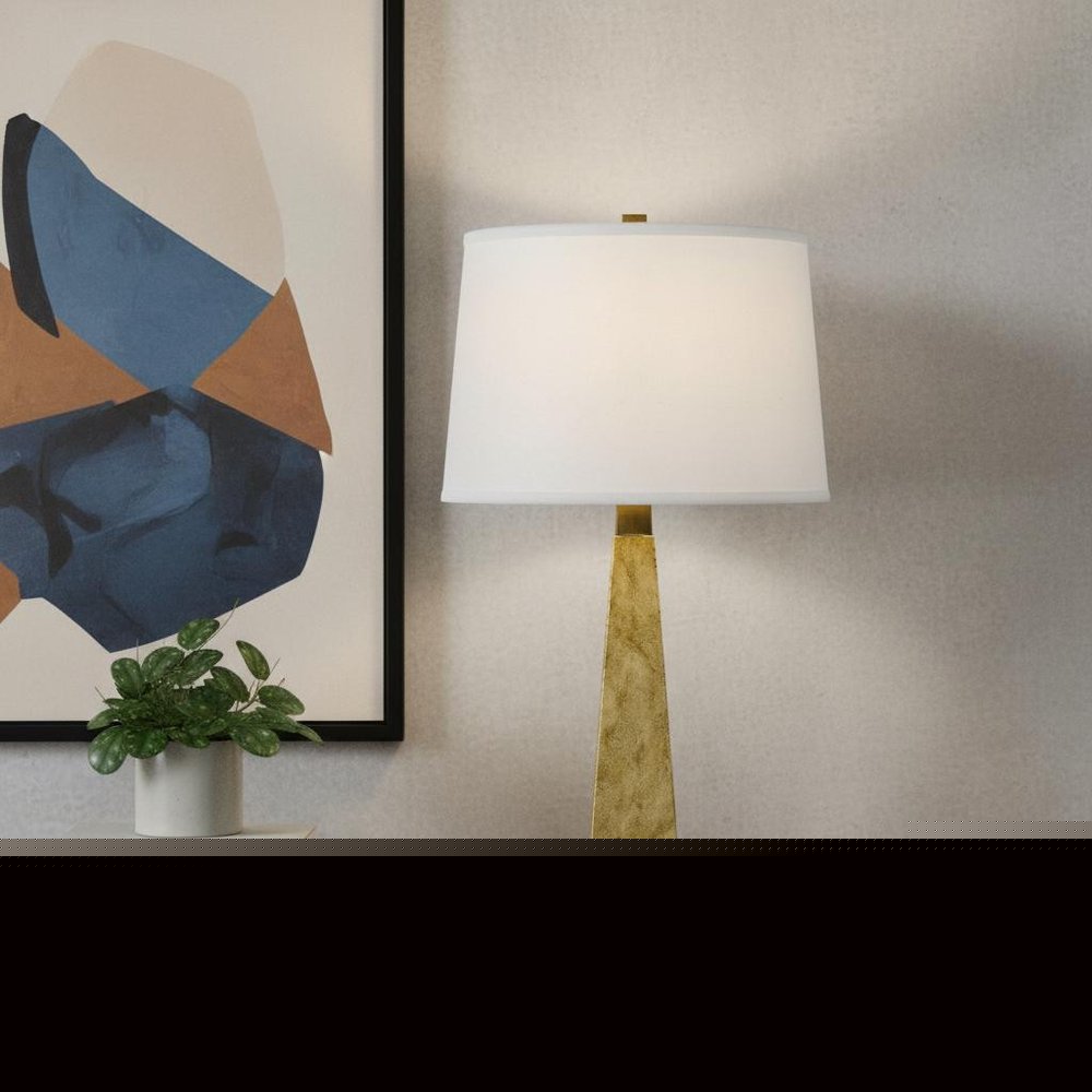 28" Brown Table Lamp With Off White Empire Shade