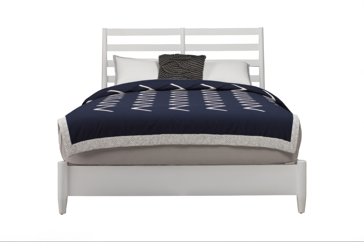 White Slat Back Solid Wood Full Bed Frame