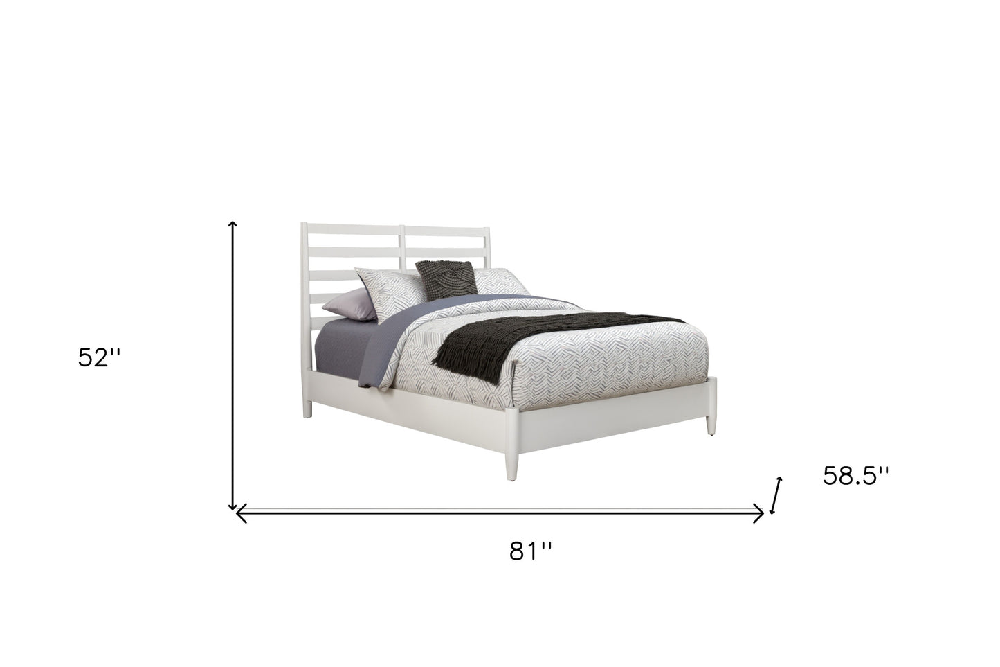 White Slat Back Solid Wood Full Bed Frame