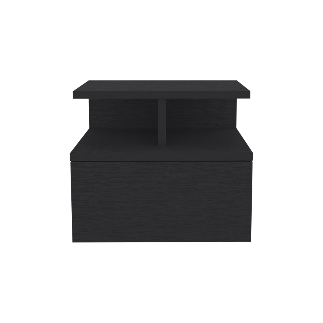12" Black Wood One Drawer Floating Nightstand