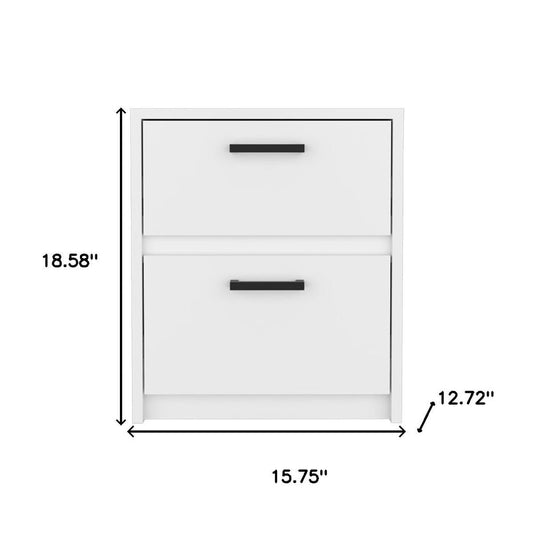 19" White Wood Two Drawer Nightstand