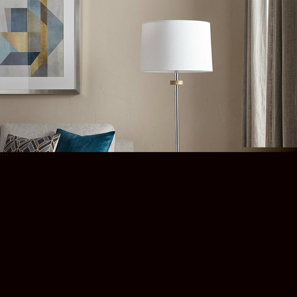 61" Chrome Traditional Shaped Floor Lamp With White Square Shade