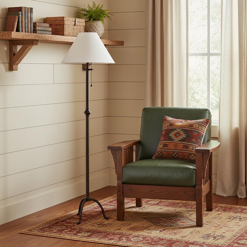 57" Black Traditional Shaped Floor Lamp With White Empire Shade