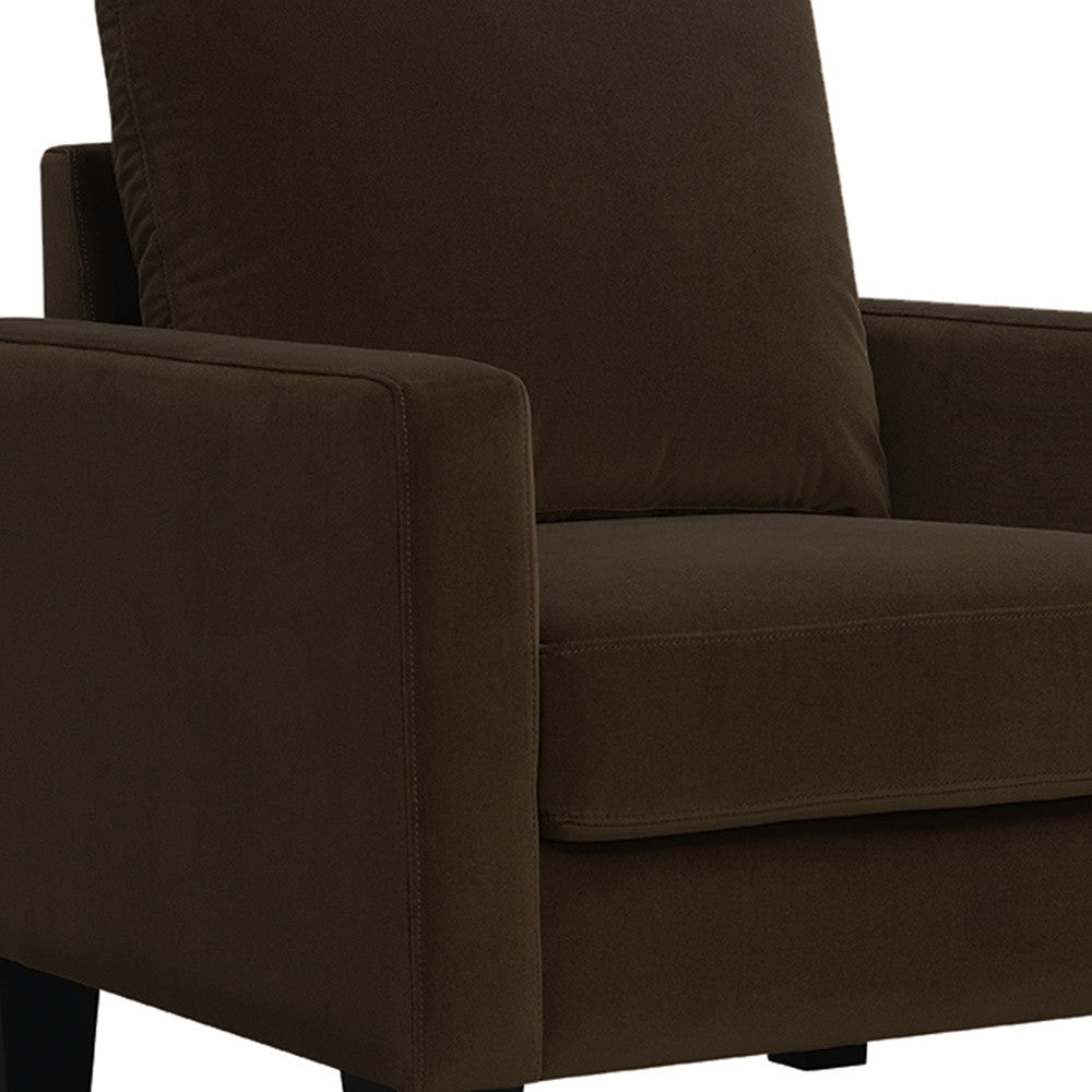 32" Dark Brown and Black Upholstered Arm Chair