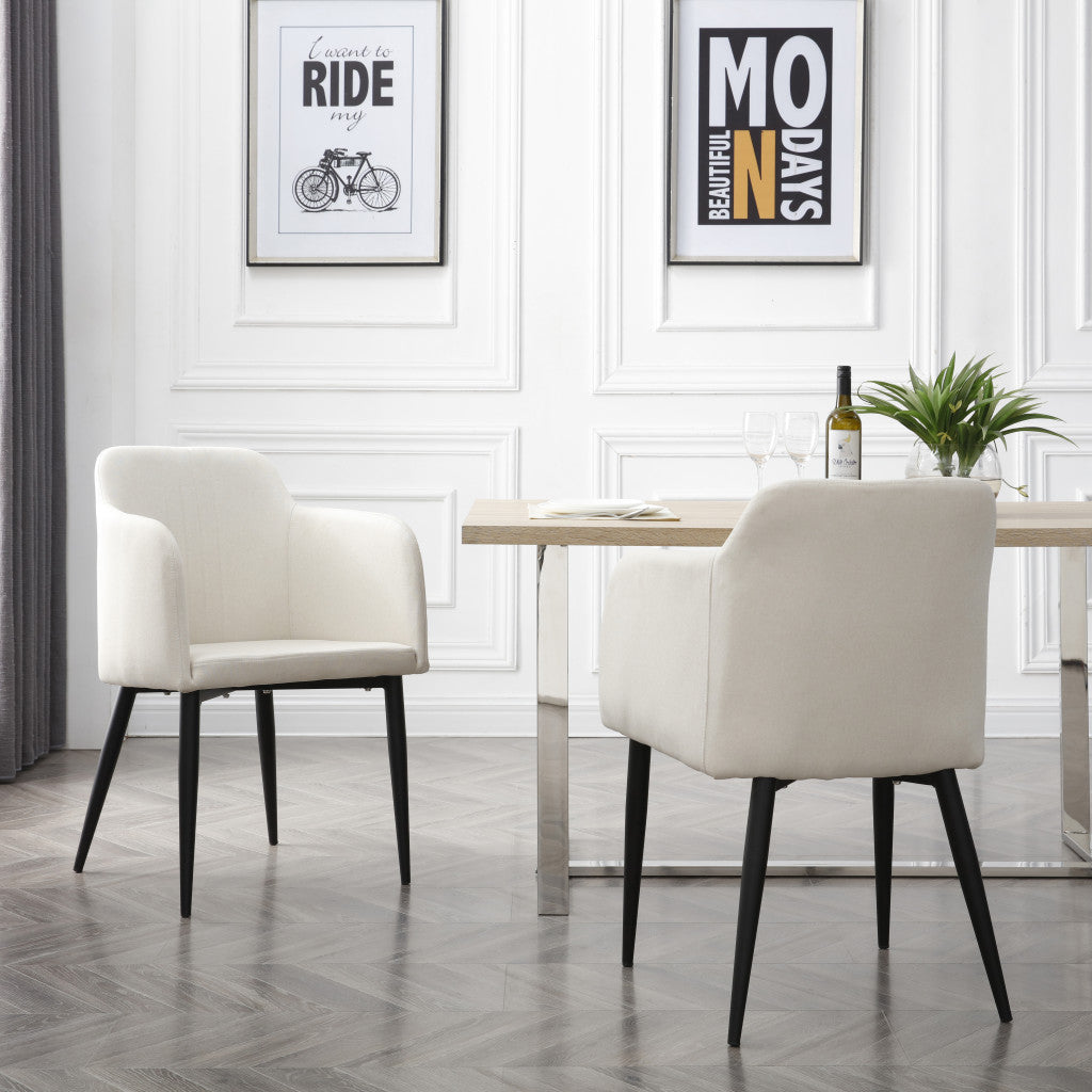 Set of Two 23" Off White and Black Upholstered Arm Chair