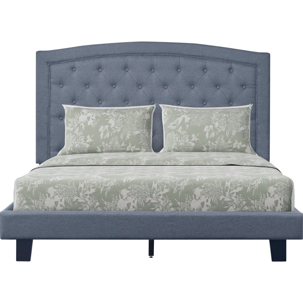 Gray Tufted Upholstered King Bed Frame