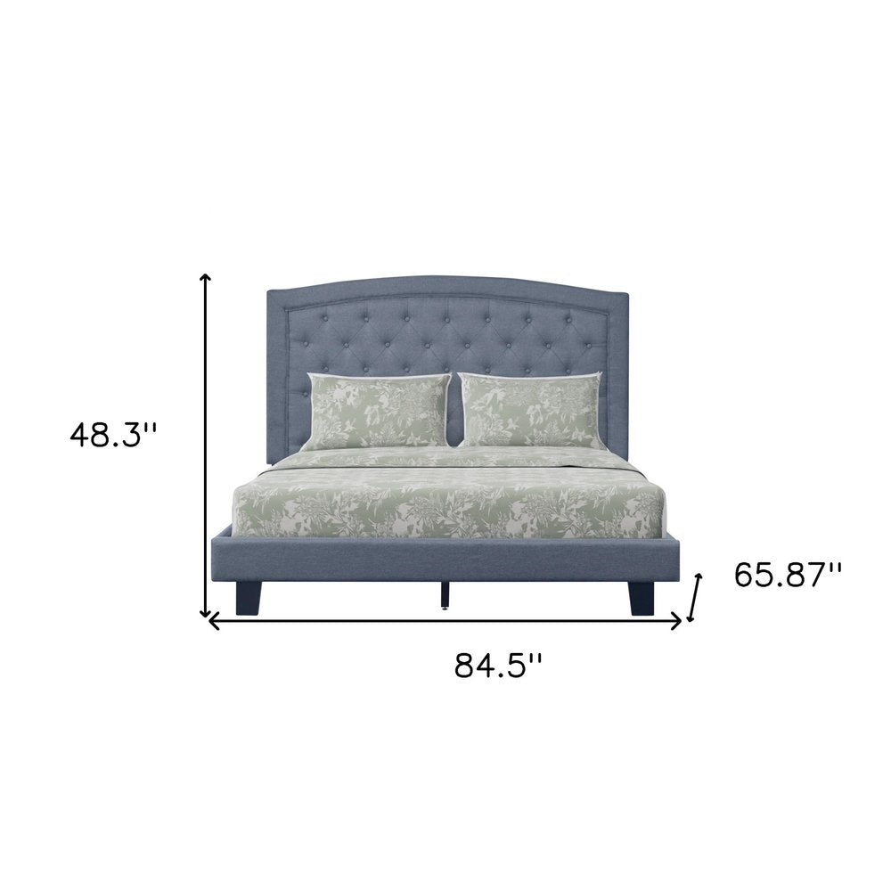 Gray Tufted Upholstered King Bed Frame