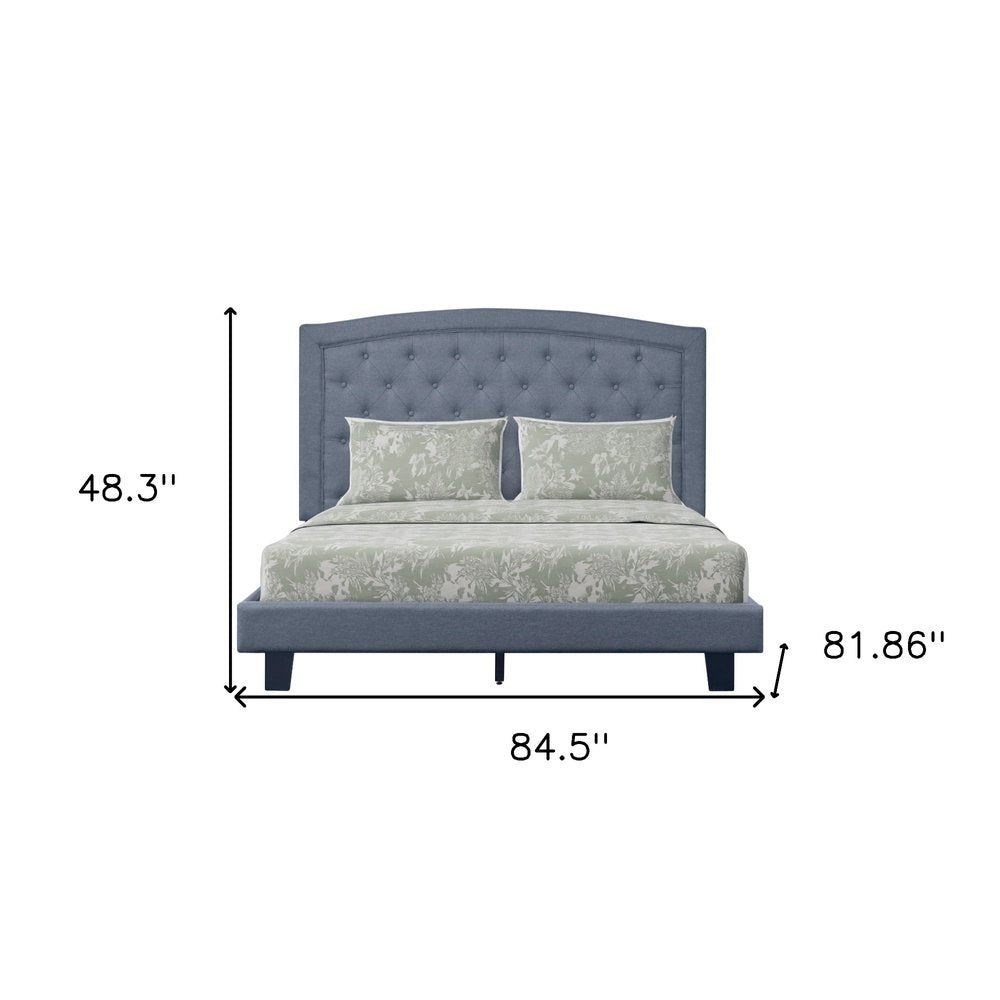Gray Tufted Upholstered King Bed Frame
