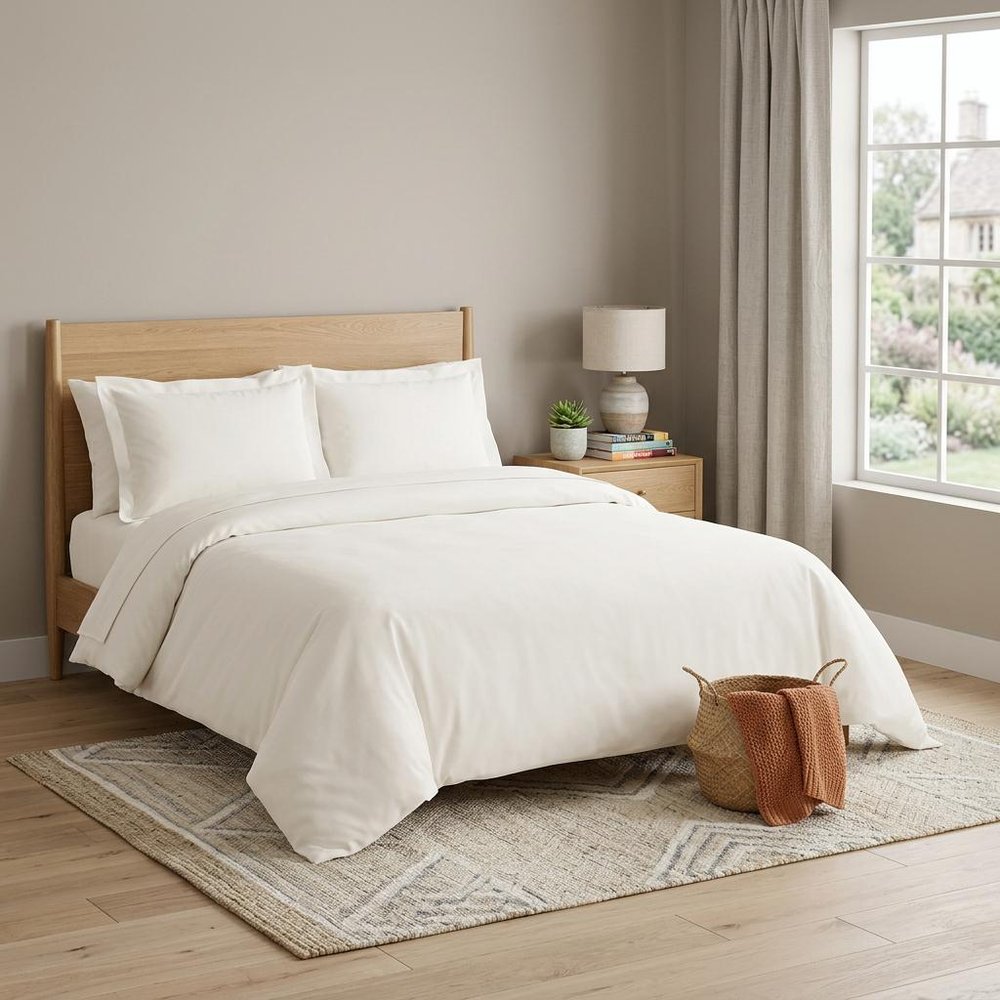 Ivory Queen Cotton Blend 1000 Thread Count Washable Duvet Cover Set