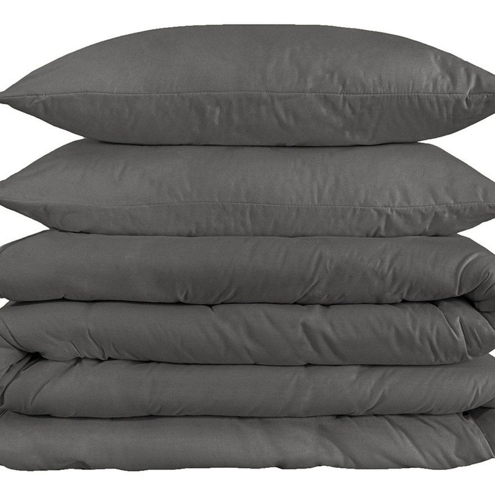 Charcoal King Cotton Washable Duvet Cover Set