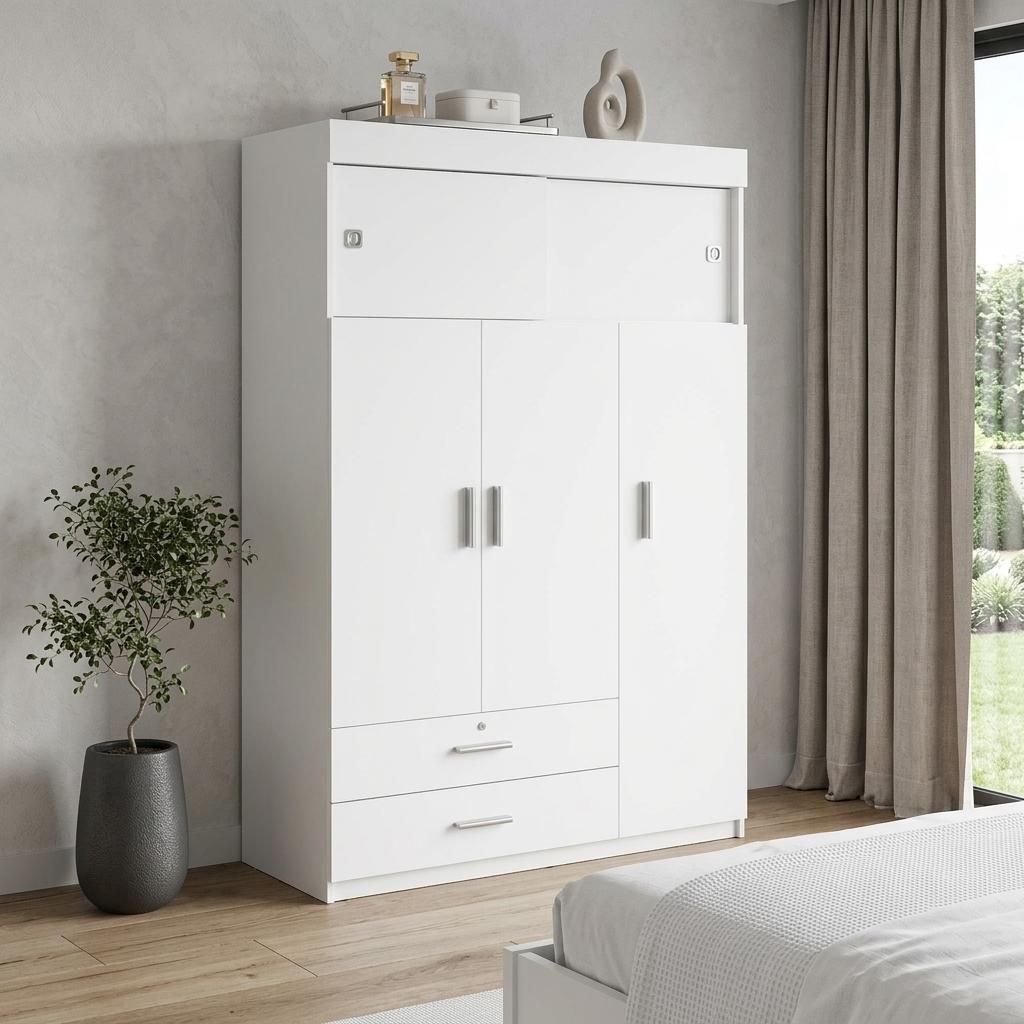 47" White Wood Two Drawer Dresser