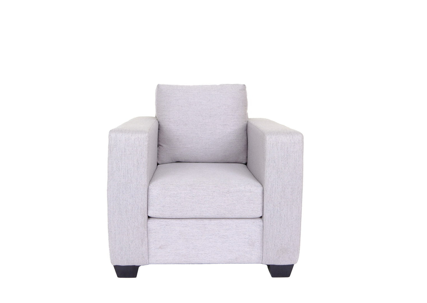 36" Light Gray and Dark Brown Fabric Arm Chair