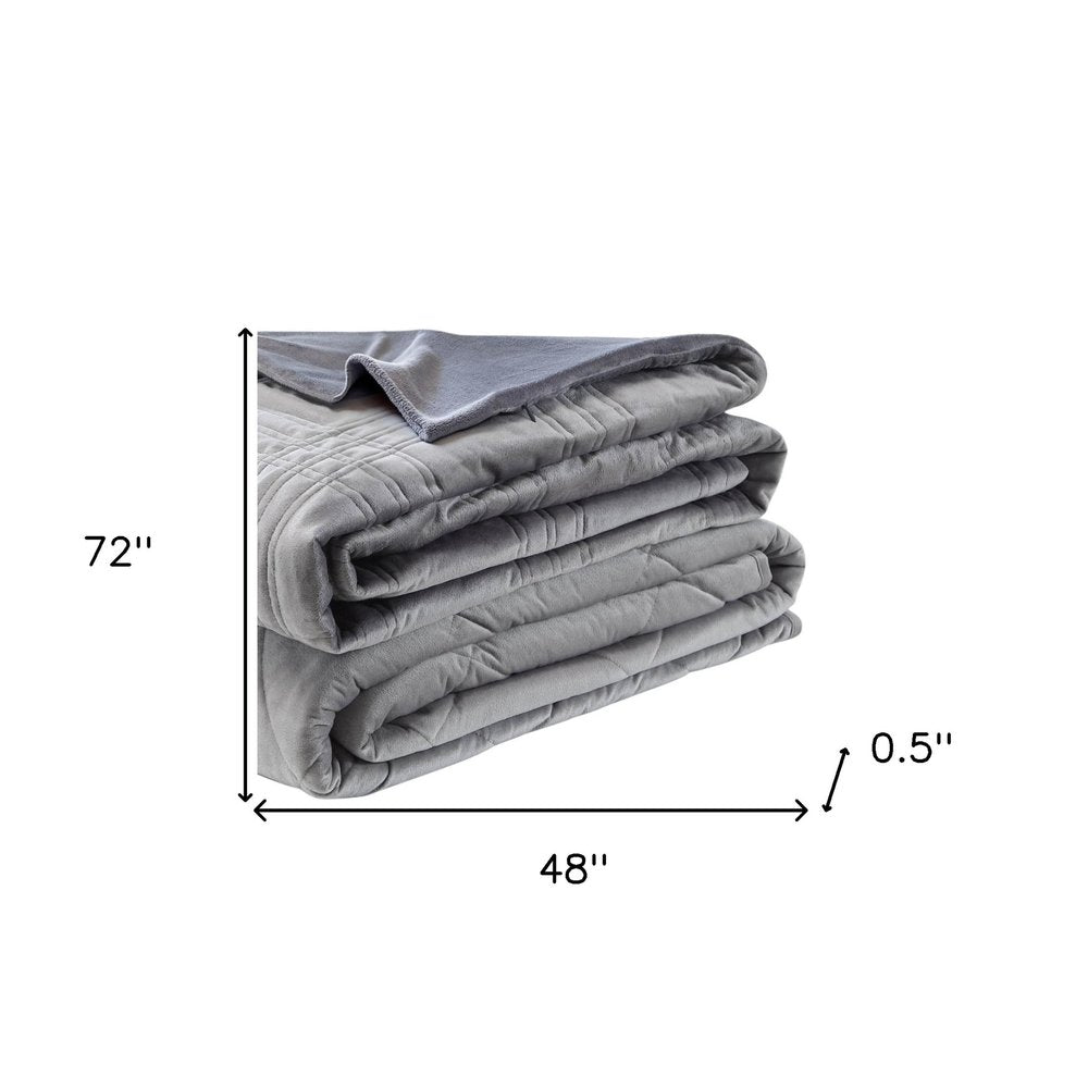 48" X 72" Gray Velvet Quilted Weighted Blanket