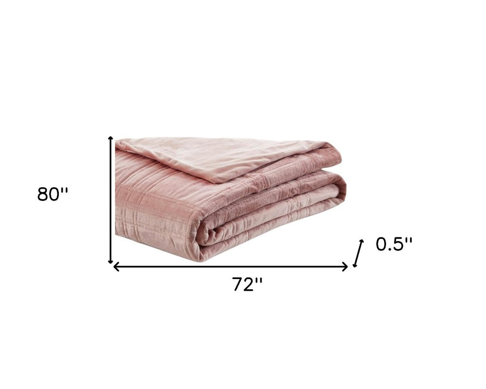 72" X 80" Blush Velvet Quilted Weighted Blanket