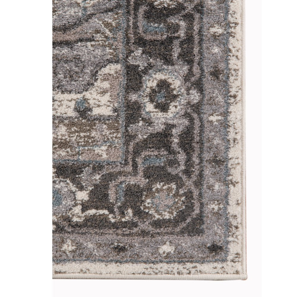5' X 8' Ivory Taupe and Gray Medallion Power Loom Area Rug